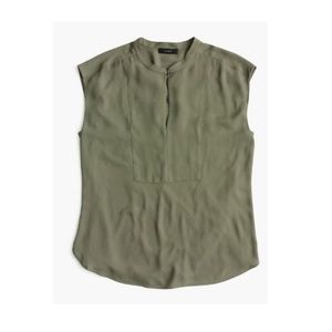 J Crew Tall Drapey Cap Sleeve Top, Olive Green